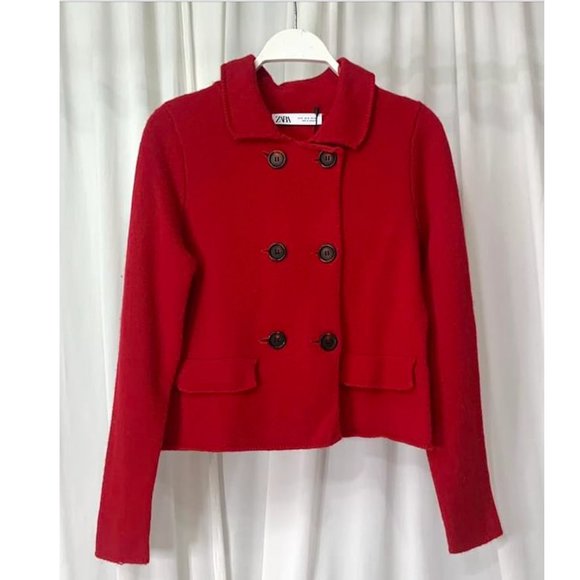 BLOGGER'S FAVE! Zara Red Wool Blazer Jacket NWT - Picture 15 of 15